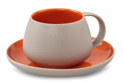 BALI CERAMICS šálka s podšálkou oranžová BALI CERAMICS šálka s podšálkou oranžová