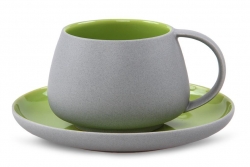 BALI CERAMICS šálka s podšálkou zelená BALI CERAMICS šálka s podšálkou zelená