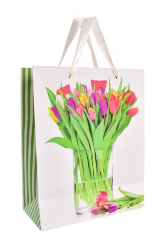 DARČEKOVÁ  taška s motívom tulipánov veľkosť M