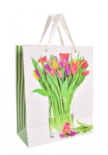 DARČEKOVÁ taška s motívom tulipánov veľkosť L