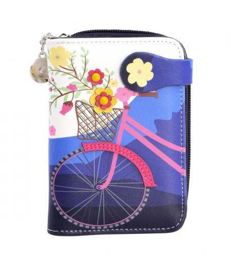 DÁMSKA peňaženka s motívom bicykla modrá