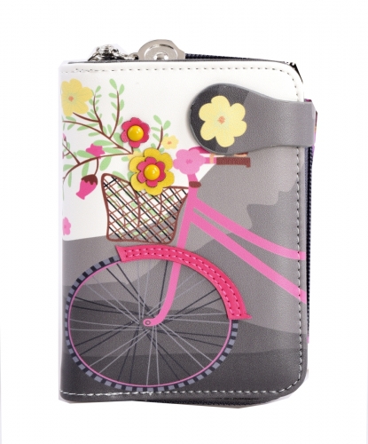 DÁMSKA peňaženka s motívom bicykla šedá 