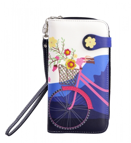 DÁMSKA peňaženka s motívom bicykla modrá 