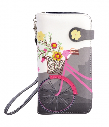 DÁMSKA peňaženka s motívom bicykla šedá
