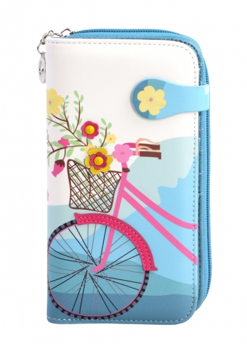 DÁMSKA peňaženka s motívom bicykla tyrkysová 