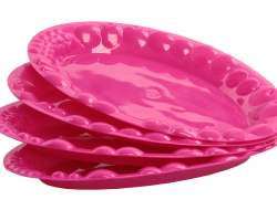 PLASTOVÝ tanier ružový sada