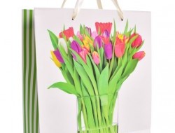 DARČEKOVÁ  taška s motívom tulipánov veľkosť M