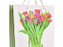 DARČEKOVÁ taška s motívom tulipánov veľkosť L