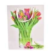 DARČEKOVÁ taška s motívom tulipánov veľkosť L