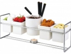 CUBE FONDUE set na prípravu čokoládové fondue, porcelán / nerez