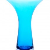 SKLENENÁ váza so širokým otvorom modrá