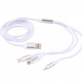 USB kábel s tromi koncovkami biely 