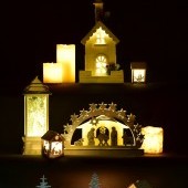 DREVENÝ kostolík s LED osvetlením