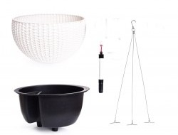 34 cm samozavlažovací závesný XL kvetináč RATAN AQUARIUS