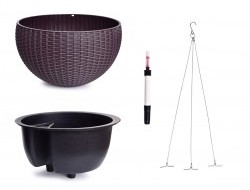 34 cm samozavlažovací závesný XL kvetináč RATAN AQUARIUS