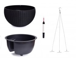 34 cm samozavlažovací závesný XL kvetináč RATAN AQUARIUS