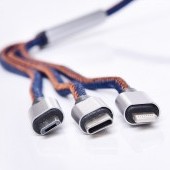 3in1 USB KÁBEL s tromi koncovkami Micro USB, USB-C a Lightning konektor