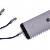3in1 USB KÁBEL s tromi koncovkami Micro USB, USB-C a Lightning konektor