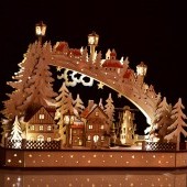 Svietiace lesné mestečko s točiacim sa kolotočom a LED osvetlením 45 cm 