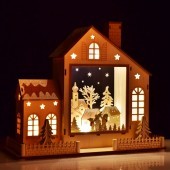 Domček so zimnou krajinou s LED osvetlením 35 cm 