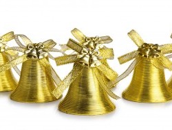 6 ks zlatých zvončekov s prízdobou