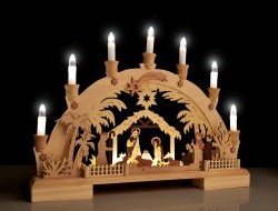 45 cm svietiaci LED betlehem s dekoratívnymi sviečkami