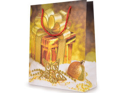 Dárková taška, motiv zdoben zlatými třpytkami 
