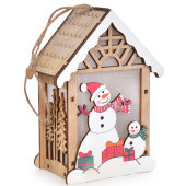 14 cm dřevěný domek s LED osvětlením 