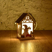 14 cm dřevěný domek s LED osvětlením 