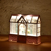 20 cm svítící LED domeček s poletujícími třpytkami 