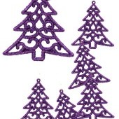 ČIPKOVANÝ stromček tmavo - fialový 6 ks