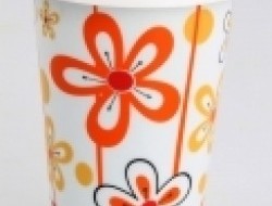 Dvojstenný porcelán termo hrnček orange flowers