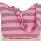 STRIPES textilná taška ružovo - šedá