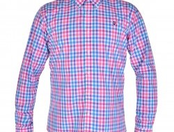 KENT košeľa s ružovo - modrými kockami