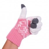 DOTYKOVÉ pletené rukavice ružové
