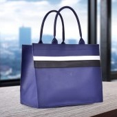FC SHOPPER BAG elegantná taška s pruhmi modrá