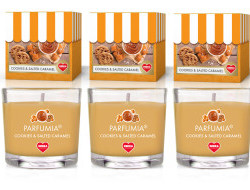 VOTIVNÍ SADA 3ks sójových vonných eko-svíček PARFUMIA®, sušenky a slaný karamel COOKIES & SALTED CARAMEL 