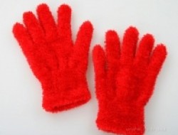 Hebké žinilkovej - rukavice červené