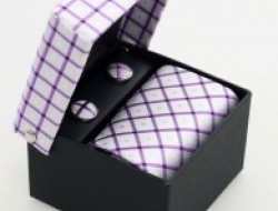 Hodvábna kravata - fial.-strieb. kocky