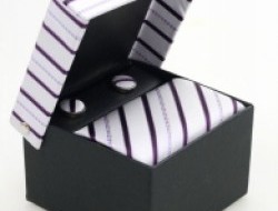 Hodvábna kravata - fialovo-strieb. pruhy