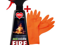 Sada 1+1 ZDARMA EKO čistič skel krbů a kamen, extra účinný a rychlý HOME FIRE + gumové rukavice 