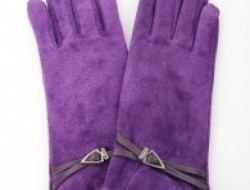 Kožené rukavice v decentnej fialovej farbe - 7,5 cm