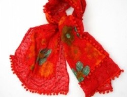 Vrstvená pletený šál - červená