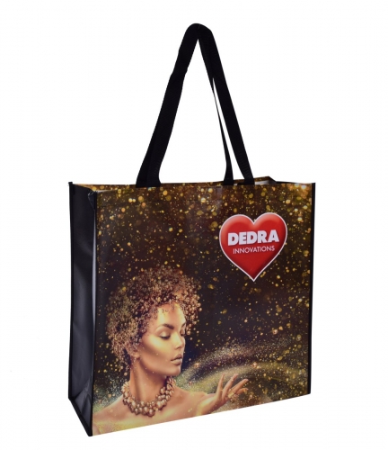 Citybag DEDRA textilná taška GOLD s lesklou lamináciou