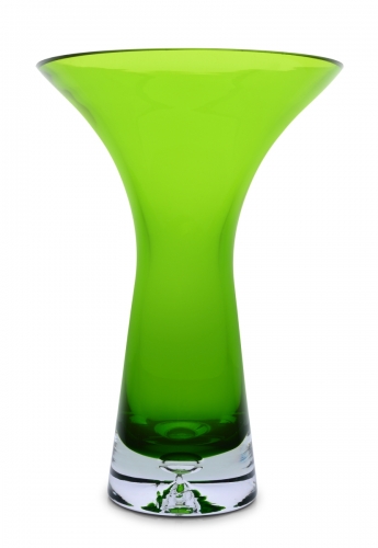 SKLENENÁ váza so širokým otvorom zelená