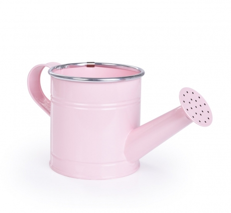 22 cm Dekorativní kovová konvička, pastelově růžová 