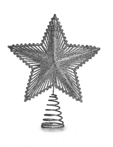 Špica na vianočný stromček v tvare hviezdy STRIEBORNÁ