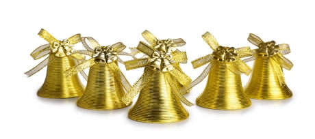 6 ks zlatých zvončekov s prízdobou