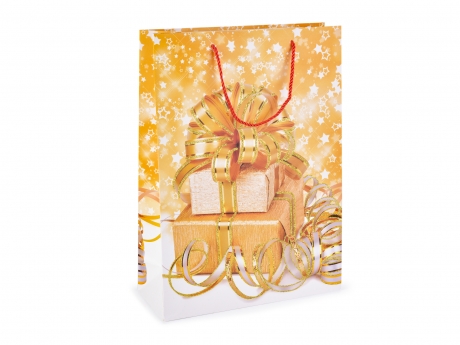 Darčeková taška, motív zdobený zlatými trblietkami