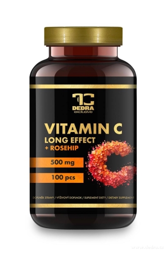 VITAMIN C 500 mg se šípkem | postupné uvolňování + 25 mg šípkového extraktu | pro imunitu, snížení únavy a zdravou pokožku | 100 kapslí 
